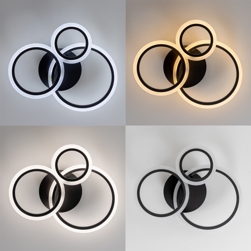 Brilagi - LED Stmívatelný přisazený lustr ORBITS LED/40W/230V 3000-6500K černá + dálkové ovládání