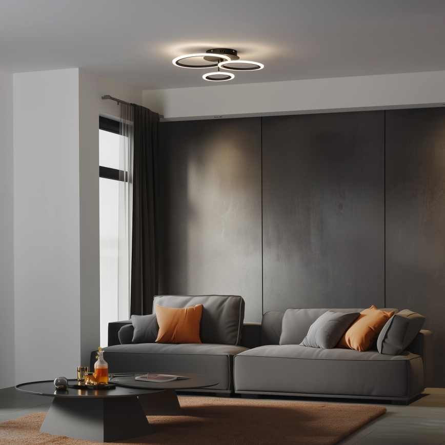 Brilagi - LED Stmívatelný přisazený lustr ORBITS LED/40W/230V 3000-6500K černá + dálkové ovládání