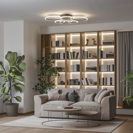 Brilagi - LED Stmívatelný přisazený lustr ORBITS LED/85W/230V 3000-6500K černá + dálkové ovládání