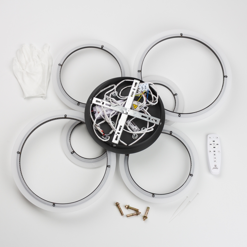 Brilagi - LED Stmívatelný přisazený lustr ORBITS LED/85W/230V 3000-6500K černá + dálkové ovládání
