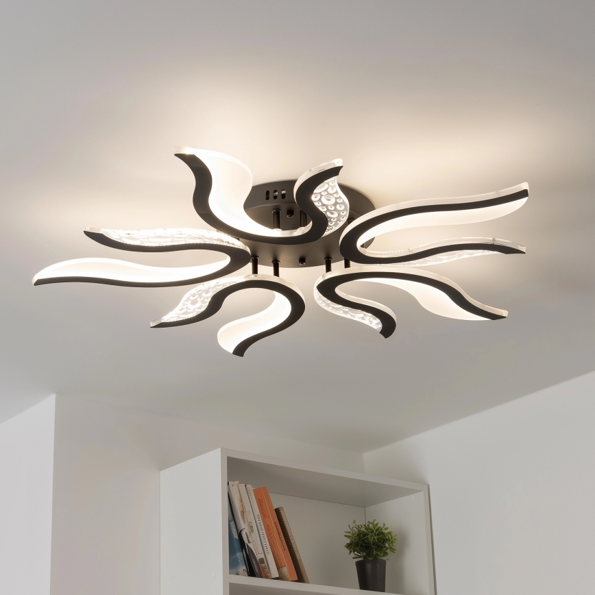 Brilagi - LED Stmívatelný přisazený lustr TWIST LED/65W/230V 3000-6500K černá + dálkové ovládání