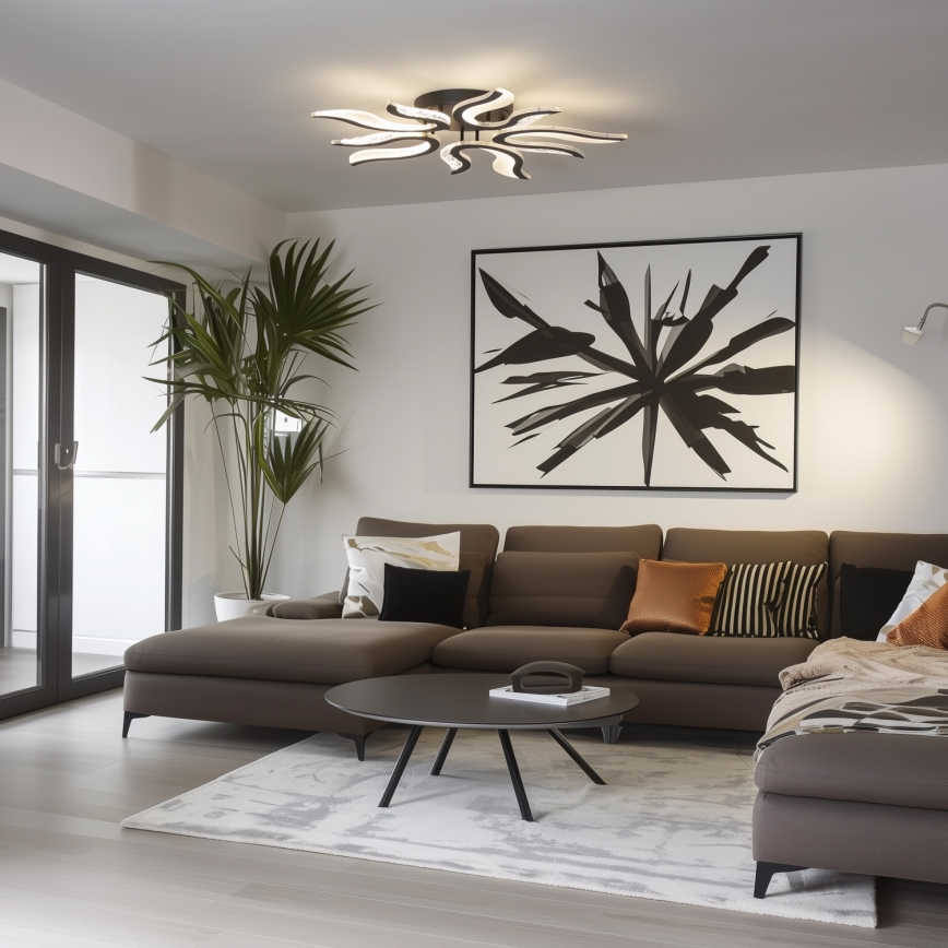 Brilagi - LED Stmívatelný přisazený lustr TWIST LED/65W/230V 3000-6500K černá + dálkové ovládání