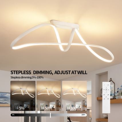Brilagi - LED Stmívatelný přisazený lustr TWISTER LED/60W/230V 3000-6000K bílá + dálkové ovládání