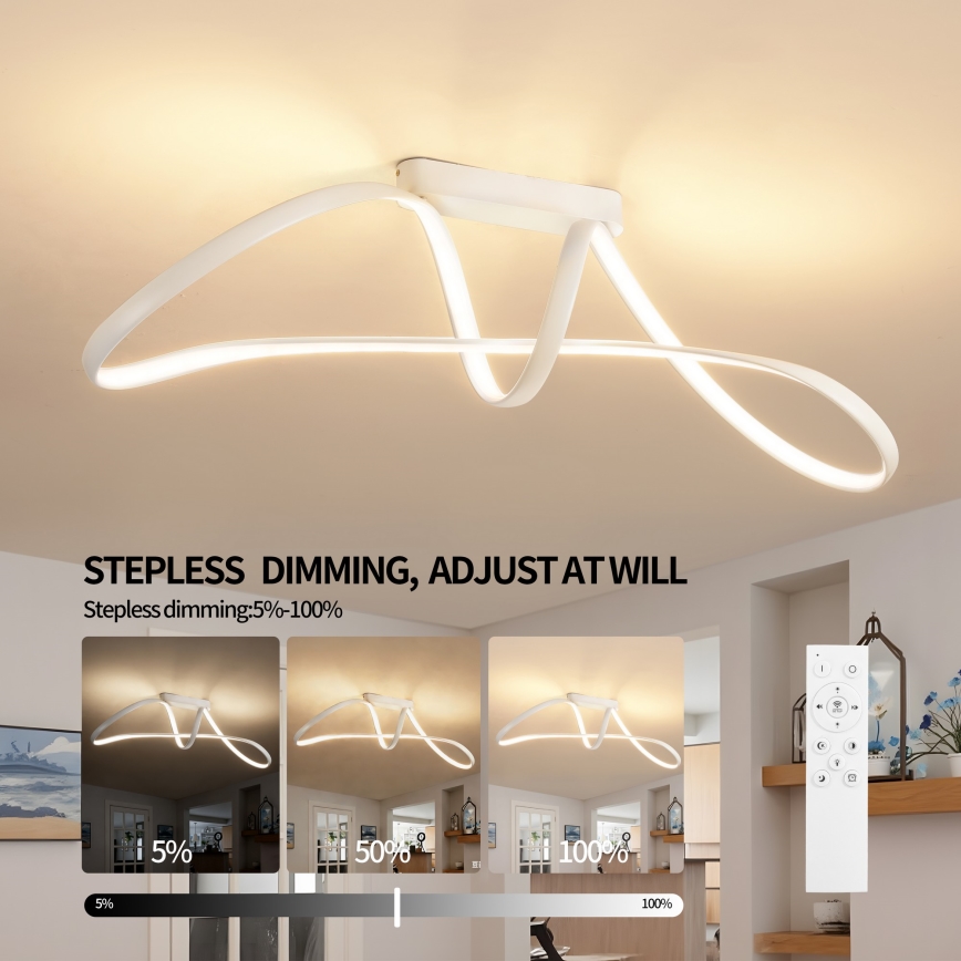 Brilagi - LED Stmívatelný přisazený lustr TWISTER LED/60W/230V 3000-6000K bílá + dálkové ovládání