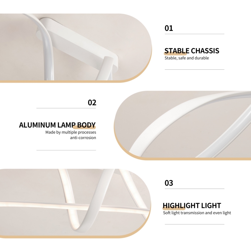 Brilagi - LED Stmívatelný přisazený lustr TWISTER LED/60W/230V 3000-6000K bílá + dálkové ovládání