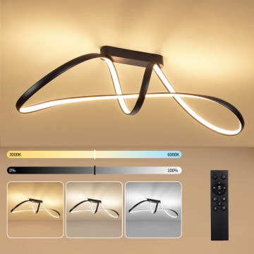 Brilagi - LED Stmívatelný přisazený lustr TWISTER LED/60W/230V 3000-6000K černá + dálkové ovládání