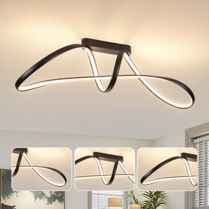 Brilagi - LED Stmívatelný přisazený lustr TWISTER LED/60W/230V 3000-6000K černá + dálkové ovládání