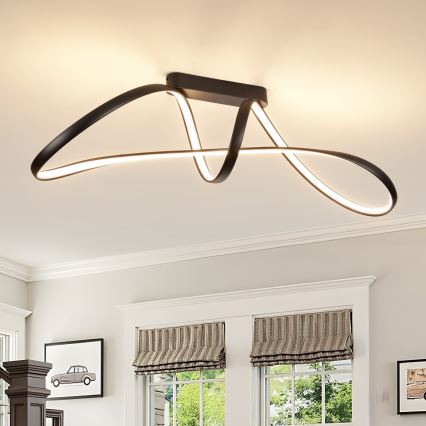 Brilagi - LED Stmívatelný přisazený lustr TWISTER LED/60W/230V 3000-6000K černá + dálkové ovládání