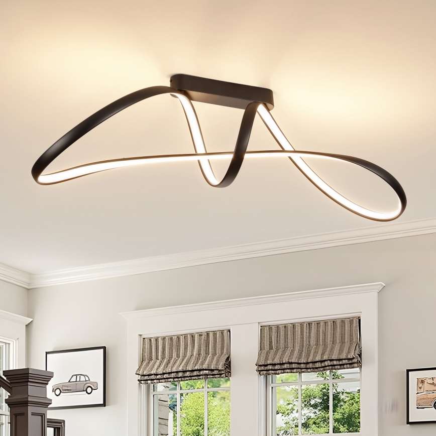 Brilagi - LED Stmívatelný přisazený lustr TWISTER LED/60W/230V 3000-6000K černá + dálkové ovládání