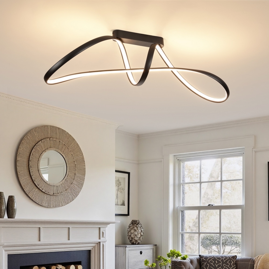 Brilagi - LED Stmívatelný přisazený lustr TWISTER LED/60W/230V 3000-6000K černá + dálkové ovládání