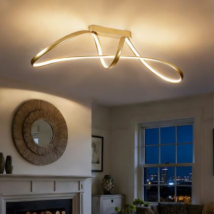 Brilagi - LED Stmívatelný přisazený lustr TWISTER LED/60W/230V 3000-6000K zlatá + dálkové ovládání