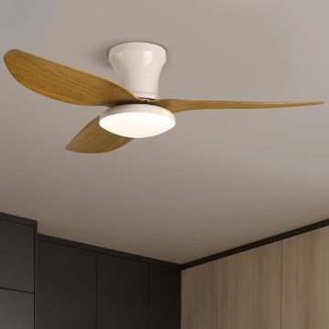 Brilagi - LED Stmívatelný stropní ventilátor LED/30W/230V 3000-6500K bílá/hnědá + dálkové ovládání