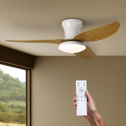 Brilagi - LED Stmívatelný stropní ventilátor LED/30W/230V 3000-6500K bílá/hnědá + dálkové ovládání