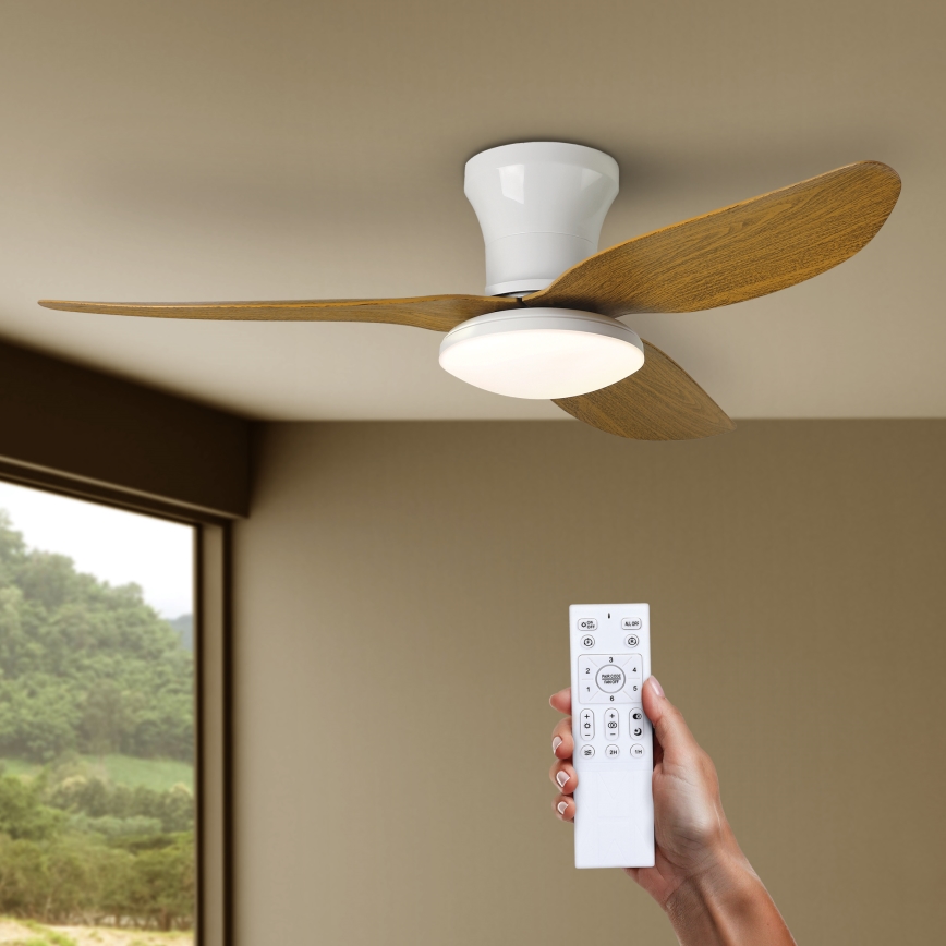 Brilagi - LED Stmívatelný stropní ventilátor LED/30W/230V 3000-6500K bílá/hnědá + dálkové ovládání