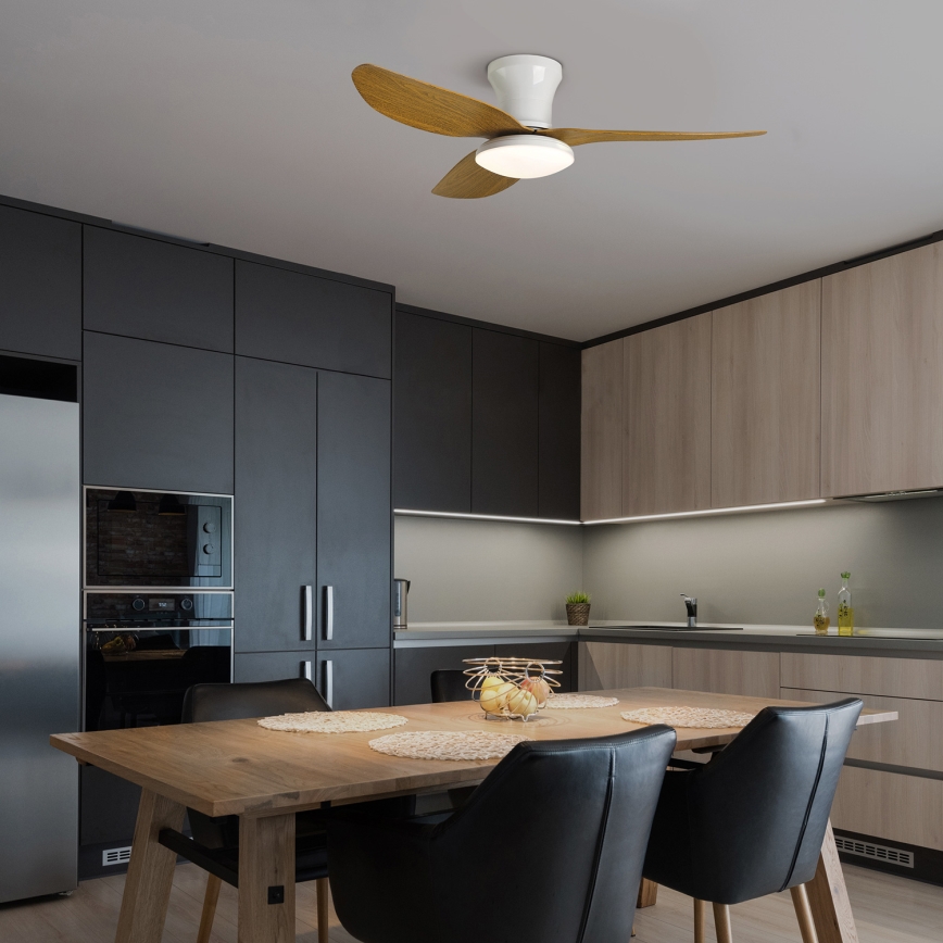 Brilagi - LED Stmívatelný stropní ventilátor LED/30W/230V 3000-6500K bílá/hnědá + dálkové ovládání