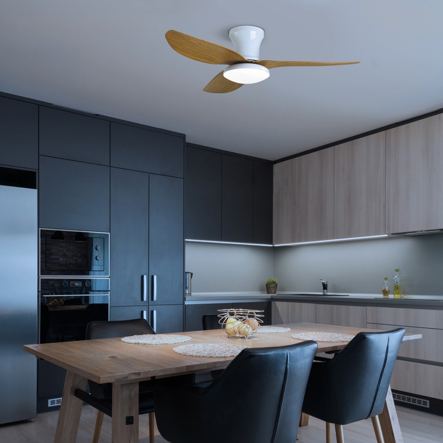 Brilagi - LED Stmívatelný stropní ventilátor LED/30W/230V 3000-6500K bílá/hnědá + dálkové ovládání