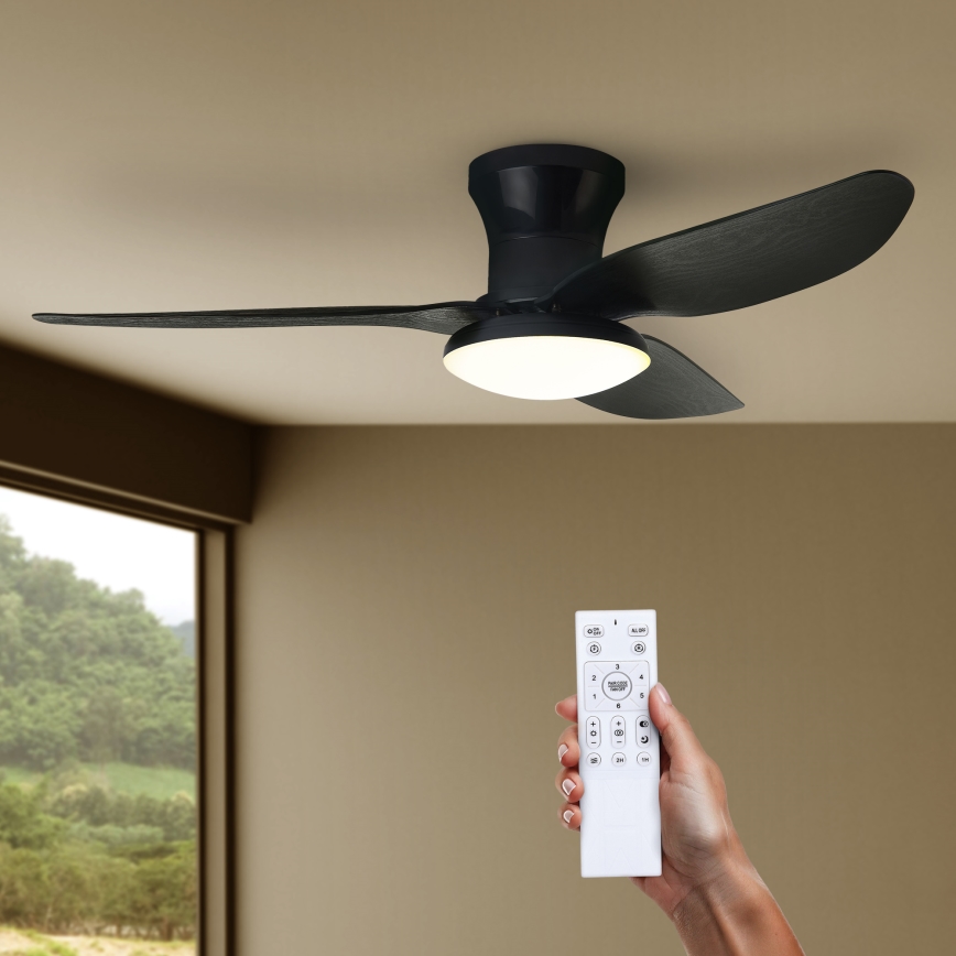 Brilagi - LED Stmívatelný stropní ventilátor LED/30W/230V 3000-6500K černá + dálkové ovládání