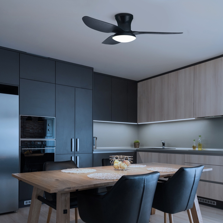 Brilagi - LED Stmívatelný stropní ventilátor LED/30W/230V 3000-6500K černá + dálkové ovládání