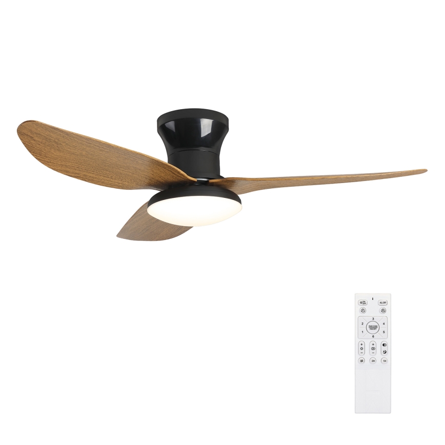Brilagi - LED Stmívatelný stropní ventilátor LED/30W/230V 3000-6500K černá/hnědá + dálkové ovládání