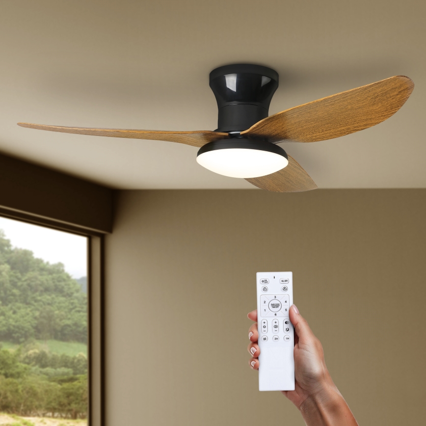 Brilagi - LED Stmívatelný stropní ventilátor LED/30W/230V 3000-6500K černá/hnědá + dálkové ovládání