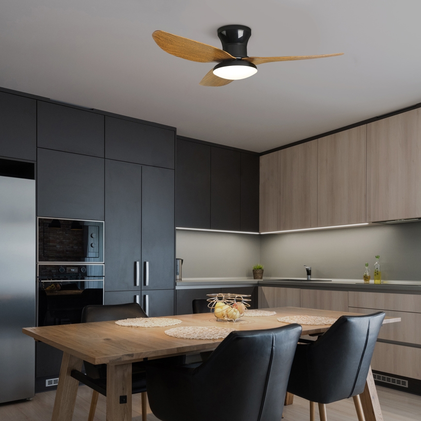 Brilagi - LED Stmívatelný stropní ventilátor LED/30W/230V 3000-6500K černá/hnědá + dálkové ovládání