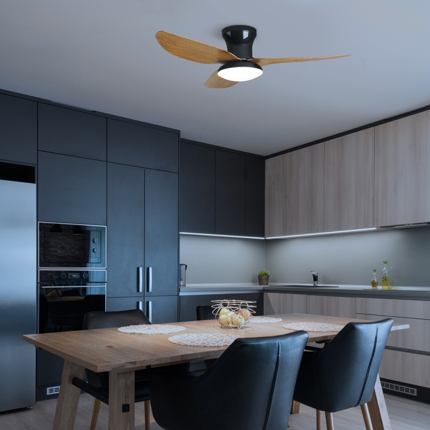 Brilagi - LED Stmívatelný stropní ventilátor LED/30W/230V 3000-6500K černá/hnědá + dálkové ovládání