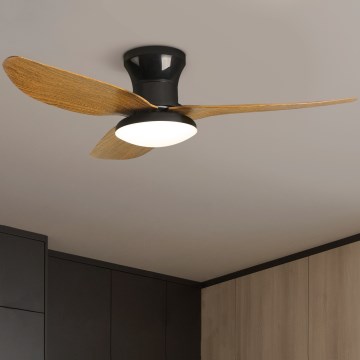 Brilagi - LED Stmívatelný stropní ventilátor LED/30W/230V 3000-6500K černá/hnědá + dálkové ovládání