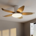 Brilagi - LED Stmívatelný stropní ventilátor LED/32W/230V 3000-6500K pr. 95 cm bílá/hnědá + dálkové ovládání