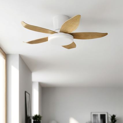 Brilagi - LED Stmívatelný stropní ventilátor LED/32W/230V 95 cm bílá/hnědá + dálkové ovládání