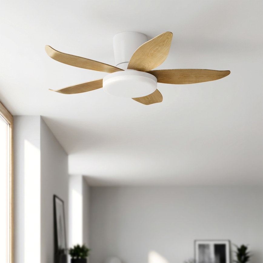 Brilagi - LED Stmívatelný stropní ventilátor LED/32W/230V 95 cm bílá/hnědá + dálkové ovládání