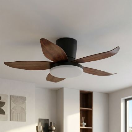 Brilagi - LED Stmívatelný stropní ventilátor LED/32W/230V 3000-6500K pr. 95 cm černá/hnědá + dálkové ovládání