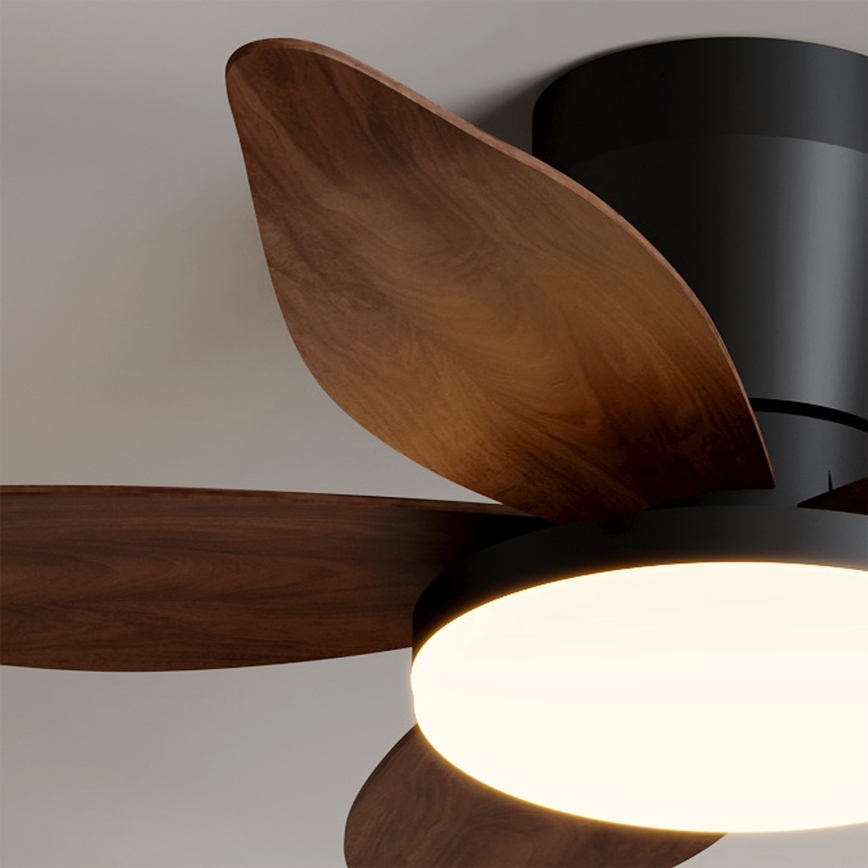 Brilagi - LED Stmívatelný stropní ventilátor LED/32W/230V 3000-6500K pr. 95 cm černá/hnědá + dálkové ovládání
