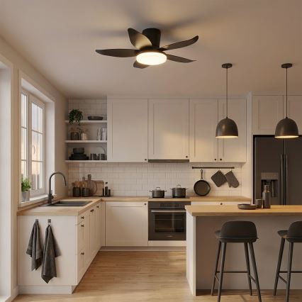 Brilagi - LED Stmívatelný stropní ventilátor LED/32W/230V pr. 95 cm černá + dálkové ovládání