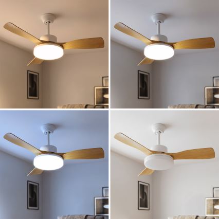 Brilagi - LED Stmívatelný stropní ventilátor LED/34W/230V 106 cm bílá/hnědá + dálkové ovládání
