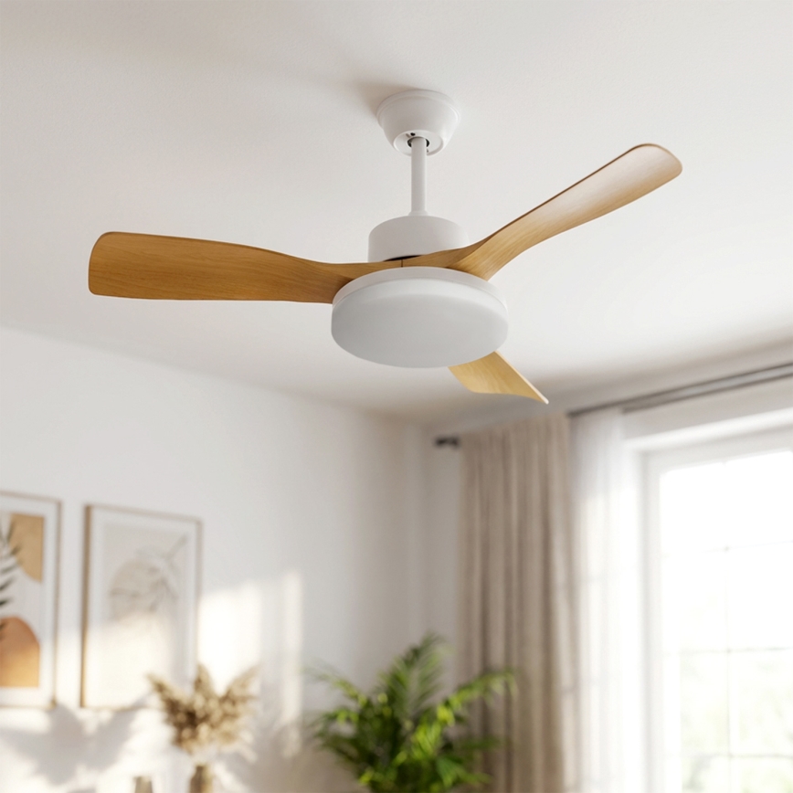 Brilagi - LED Stmívatelný stropní ventilátor LED/34W/230V 106 cm bílá/hnědá + dálkové ovládání