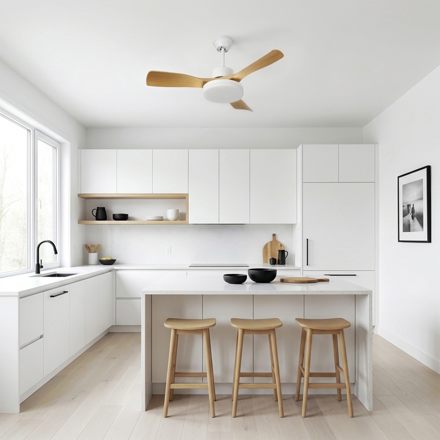 Brilagi - LED Stmívatelný stropní ventilátor LED/34W/230V 106 cm bílá/hnědá + dálkové ovládání