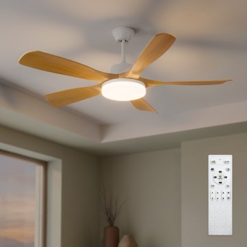 Brilagi - LED Stmívatelný stropní ventilátor LED/34W/230V 132 cm bílá/hnědá + dálkové ovládání