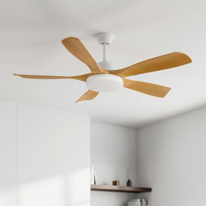 Brilagi - LED Stmívatelný stropní ventilátor LED/34W/230V 132 cm bílá/hnědá + dálkové ovládání