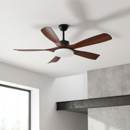 Brilagi - LED Stmívatelný stropní ventilátor LED/34W/230V 3000-6500K pr. 132 cm černá/hnědá + dálkové ovládání