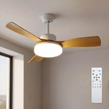 Brilagi - LED Stmívatelný stropní ventilátor LED/34W/230V 3000-6500K pr. 106 cm bílá/hnědá + dálkové ovládání