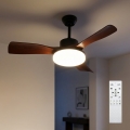 Brilagi - LED Stmívatelný stropní ventilátor LED/34W/230V 3000-6500K pr. 106 cm černá/hnědá + dálkové ovládání