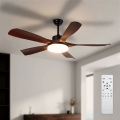 Brilagi - LED Stmívatelný stropní ventilátor LED/34W/230V 3000-6500K pr. 132 cm černá/hnědá + dálkové ovládání