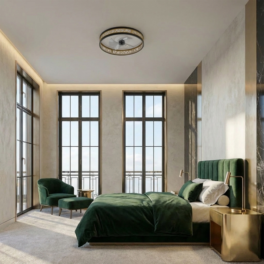 Brilagi - LED Stmívatelný stropní ventilátor LED/34W/230V 3000-6500K pr. 50 cm černá/zlatá + dálkové ovládání