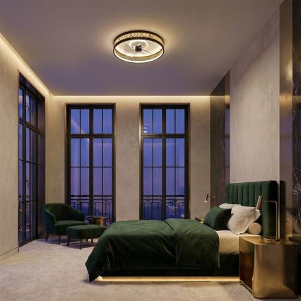 Brilagi - LED Stmívatelný stropní ventilátor LED/34W/230V 3000-6500K pr. 50 cm černá/zlatá + dálkové ovládání