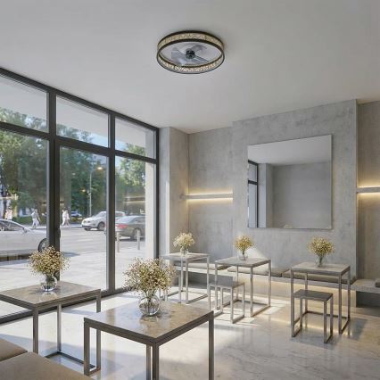 Brilagi - LED Stmívatelný stropní ventilátor LED/34W/230V 3000-6500K pr. 50 cm černá/zlatá + dálkové ovládání