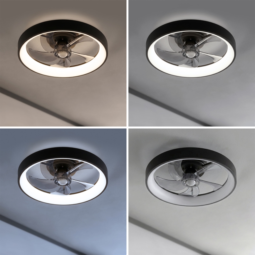 Brilagi - LED Stmívatelný stropní ventilátor LED/34W/230V pr. 50 cm černá + dálkové ovládání