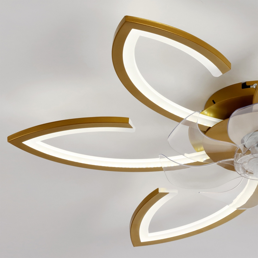 Brilagi - LED Stmívatelný stropní ventilátor LED/34W/230V pr. 78 cm zlatá + dálkové ovládání