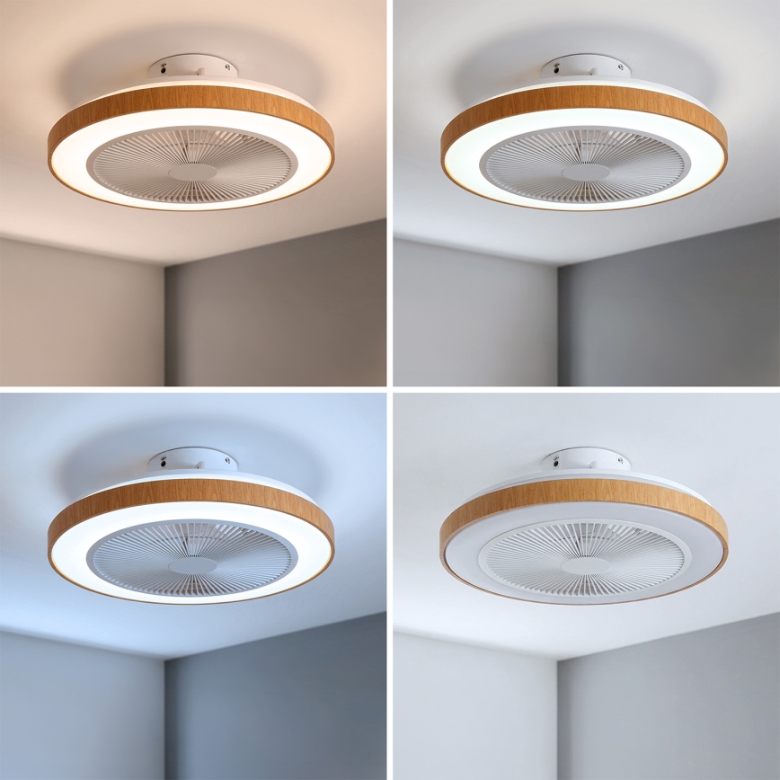 Brilagi - LED Stmívatelný stropní ventilátor LED/38W/230V 50 cm bílá/hnědá + dálkové ovládání
