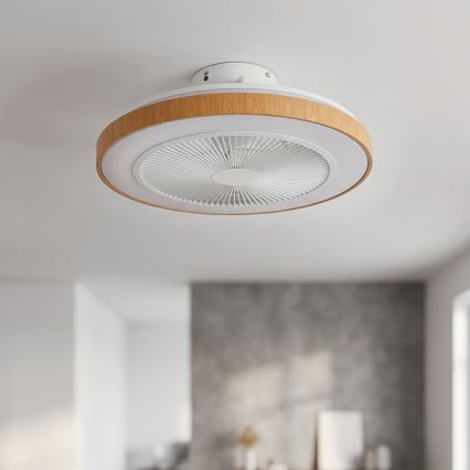 Brilagi - LED Stmívatelný stropní ventilátor LED/38W/230V 50 cm bílá/hnědá + dálkové ovládání