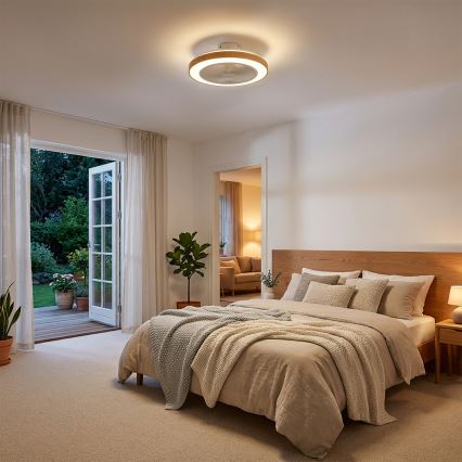 Brilagi - LED Stmívatelný stropní ventilátor LED/38W/230V 50 cm bílá/hnědá + dálkové ovládání